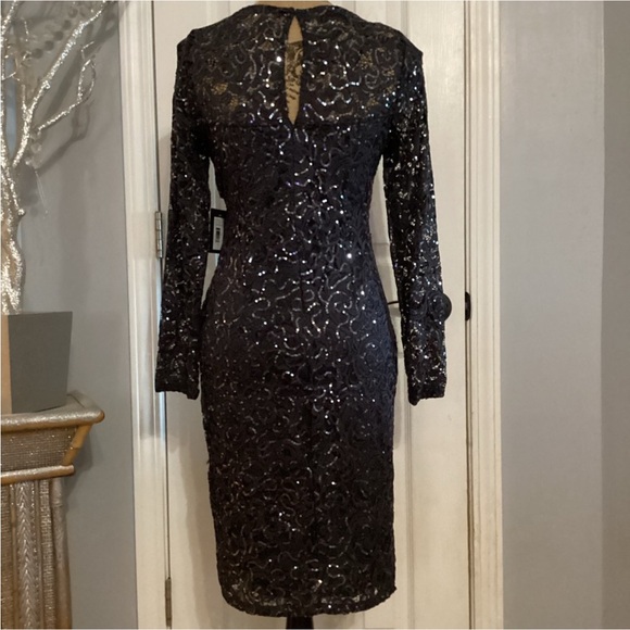 Illusion Neck Sequin Lace Dress - Picture 4 of 7